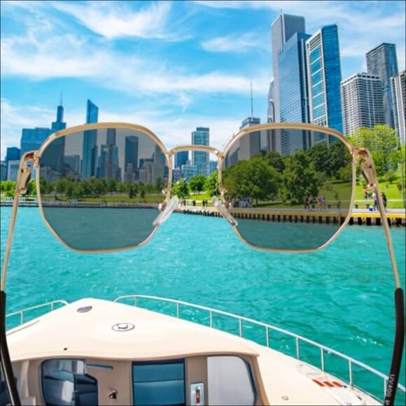 100% Real Glass Hexagonal Sunglasses UV400 Protection Non-Polarized main image 4
